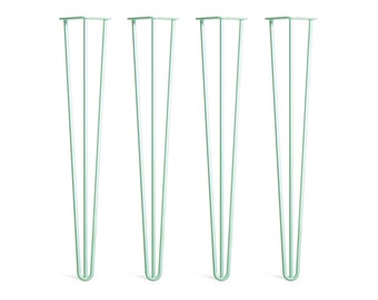 4 x Pastel Green Hairpin Legs - All Sizes. Including FREE Screws and Protector feet
