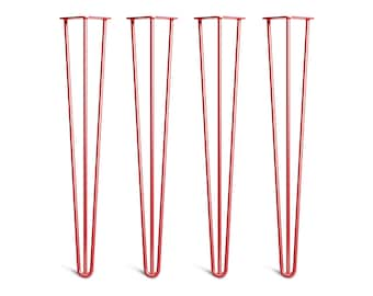 4 x Red Hairpin Legs - All Sizes. Including FREE Screws and Protector feet