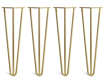 4 x Gold Hairpin Legs - All Sizes. Including FREE Screws and Protector feet