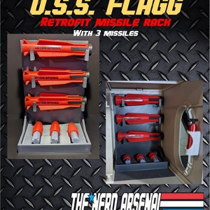 U.S.S. FLAGG RETROFIT MISSILE Rack and set of 3 missiles