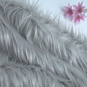 Bianna Quality SILVER GRAY Long Pile Faux Fur Fabric, many sizes, High Quality Shag Material in Pieces, Squares for Crafts