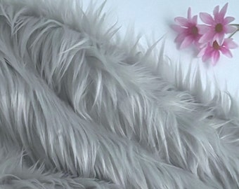 Bianna Quality SILVER GRAY Long Pile Faux Fur Mohair Fabric, many sizes, Solid color, Material for crafts, Squares for Crafts, Fursuit