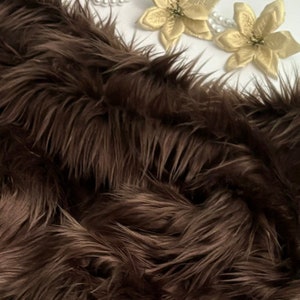 Bianna CHOCOLATE DARK BROWN Long Pile Faux Fur Fabric, Solid High Quality Shag  Material in Pieces Squares for Crafts Fursuit