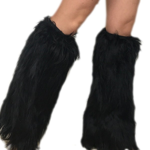 Bianna Faux Fur Leg Warmers, choose  SIZE, For Kids and Adults, Boot Covers, Fluffies, Party Costume Accessory
