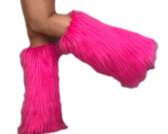 Bianna Faux Fur Leg Warmers, choose  SIZE, For Kids and Adults, Boot Covers, Fluffies, Party Costume Accessory