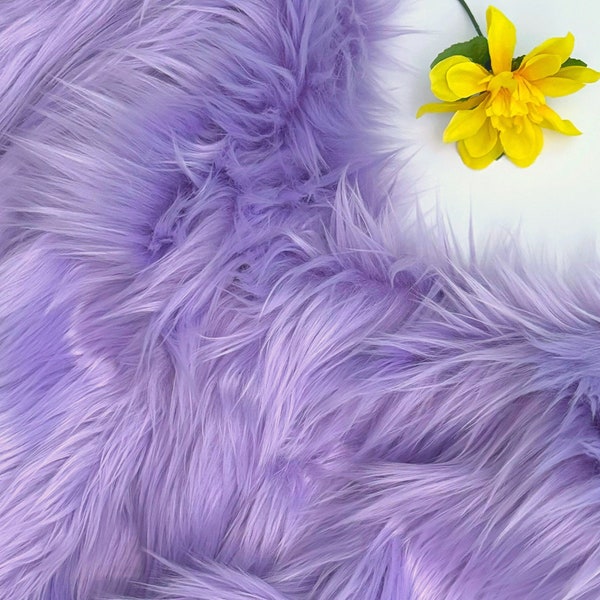 Bianna LIGHT PURPLE LAVENDER Faux Fur Fabric, Shag Shaggy Material in Pieces, Squares for Crafts, Fursuit, Cosplay