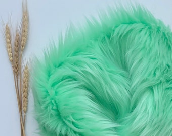 Bianna MINT GREEN Faux Fur Fabric, Shaveable, Thick, Premium Material, Shag Artificial Fur, for Crafting, Costumes, Decor