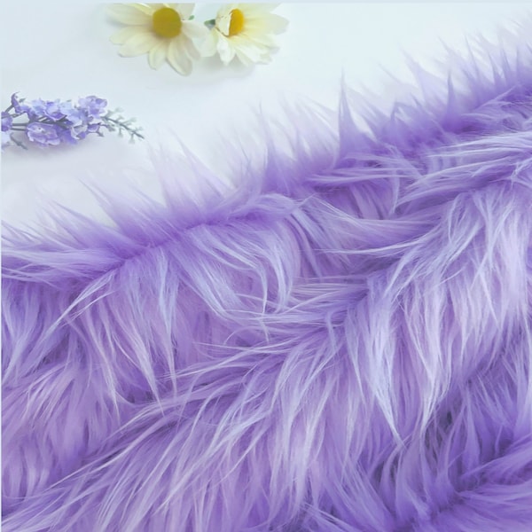 Bianna LIGHT PURPLE LAVENDER Faux Fur Fabric, Shag Shaggy Material in Pieces, Squares for Crafts, Fursuit, Cosplay