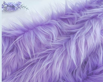 Bianna LIGHT PURPLE LAVENDER Faux Fur Fabric, Shag Shaggy Material in Pieces, Squares for Crafts, Fursuit, Cosplay