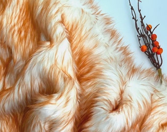 Bianna CANDY AMBER Long Pile Faux Fur Fabric, Shag Shaggy Material in Pieces Squares for Crafts Fursuit Cosplay, Costume