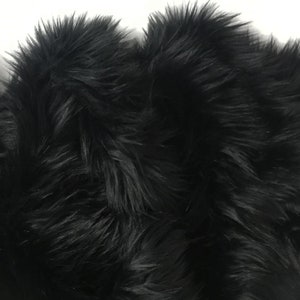White Dyed Black Tip Faux Fur Plush Fabric DIY Clothing Collar Hat Carpet  Sewing