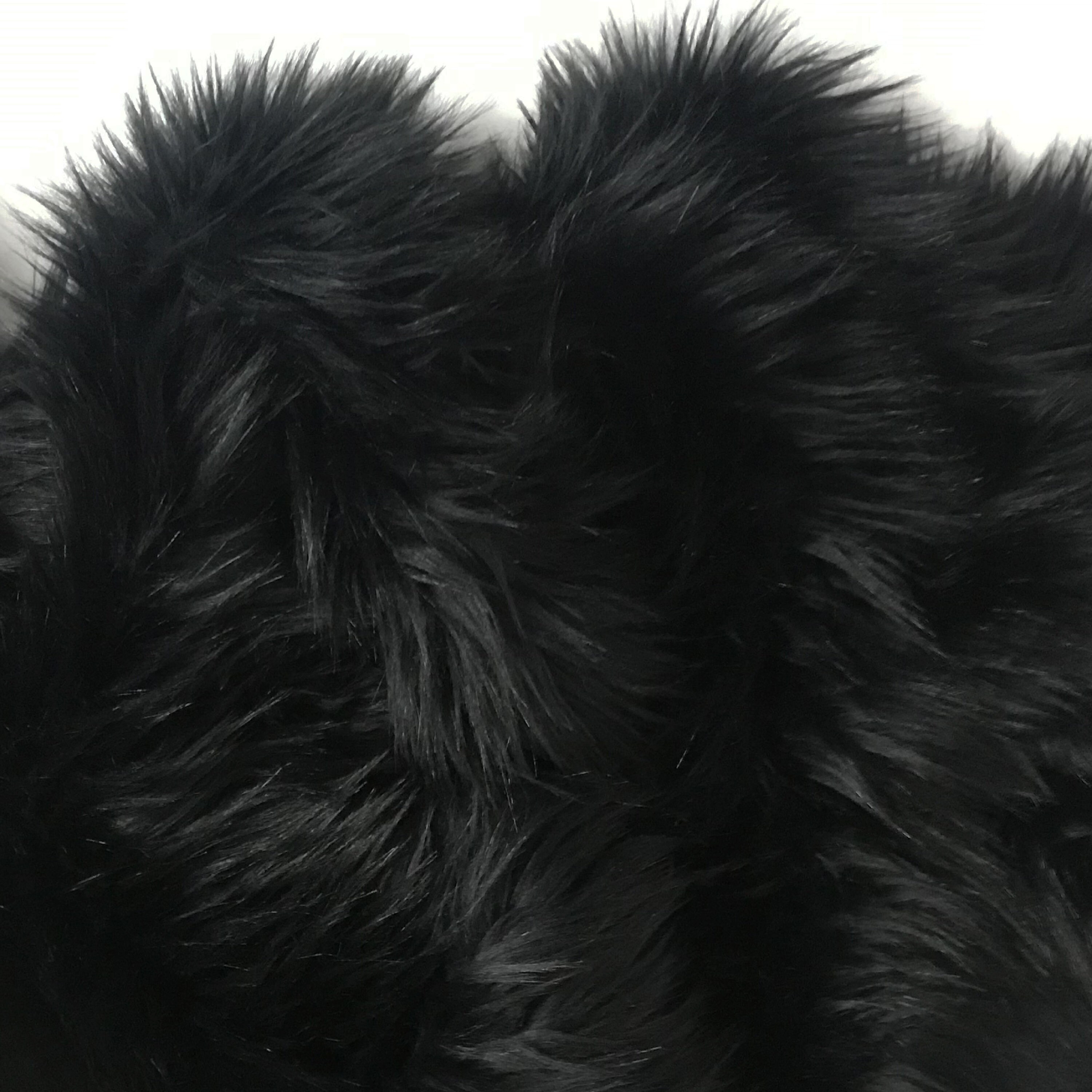 Bianna BLACK Long Pile Faux Fur Fabric, Shag Shaggy Material in Pieces,  Perfect for Gnome Beards Crafts, Fursuit, Costume 