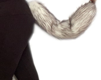 Bianna Candy Gray Wolf Tail, Luxury Faux Fur, Anime Cosplay Convention Rave Costume Gear, Furry Fluffy