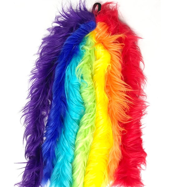 Bianna Bright Rainbow Unicorn Costume Tail, Fluffies de calidad de piel sintética, accesorio de lujo para niños y adultos, traje de piel de cosplay de animales