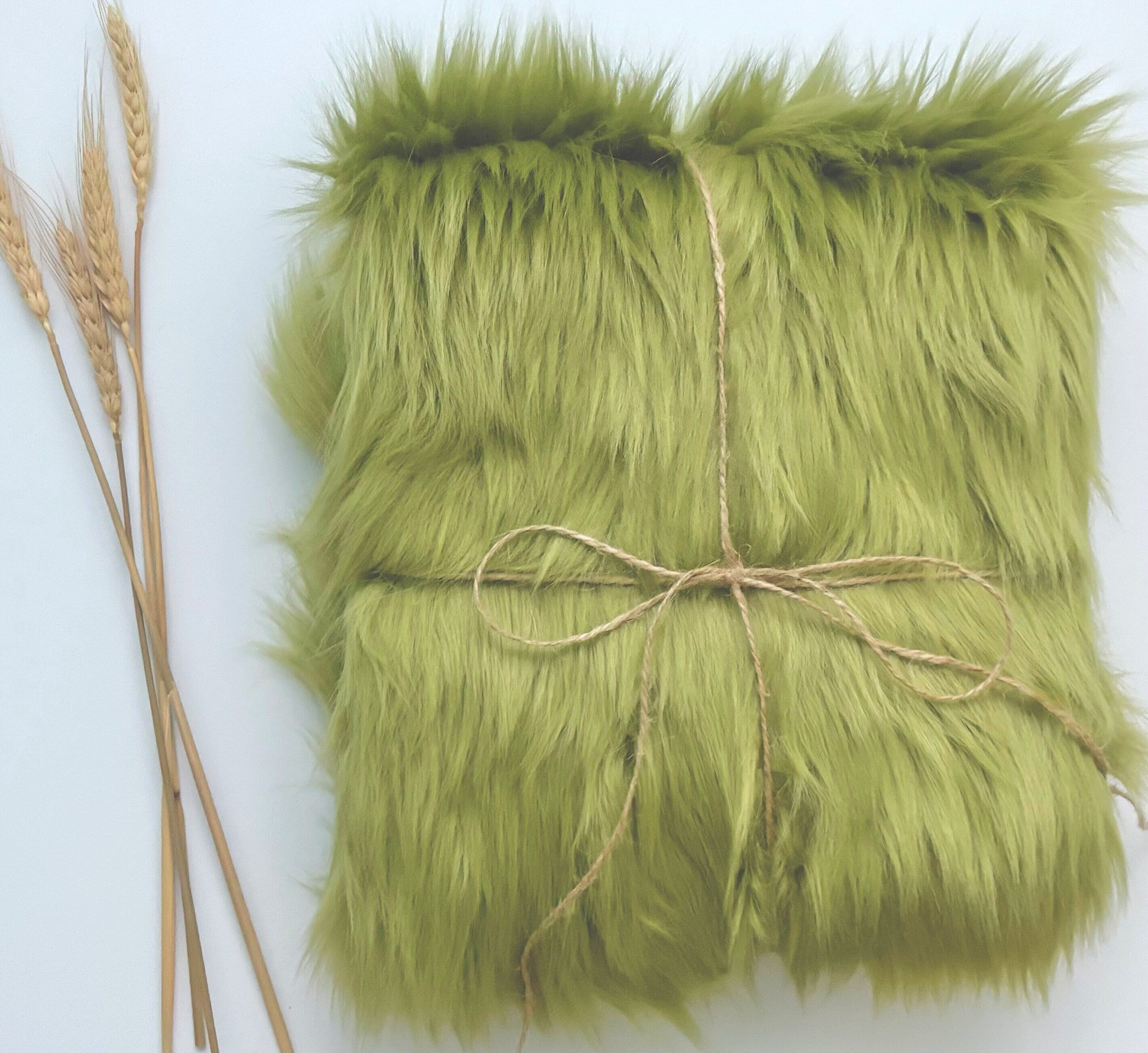 Bianna Quality OLIVE GREEN Mohair Long Pile Faux Fur Fabric, Solid