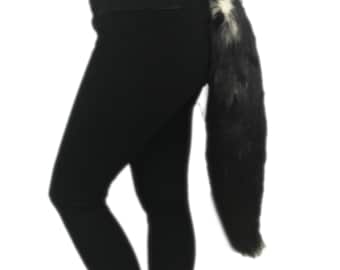 Candy Black Wolf Faux Fur Animal Cosplay Tail,  Anime Convention Rave Costume Gear Furry Fuzzy Accessory