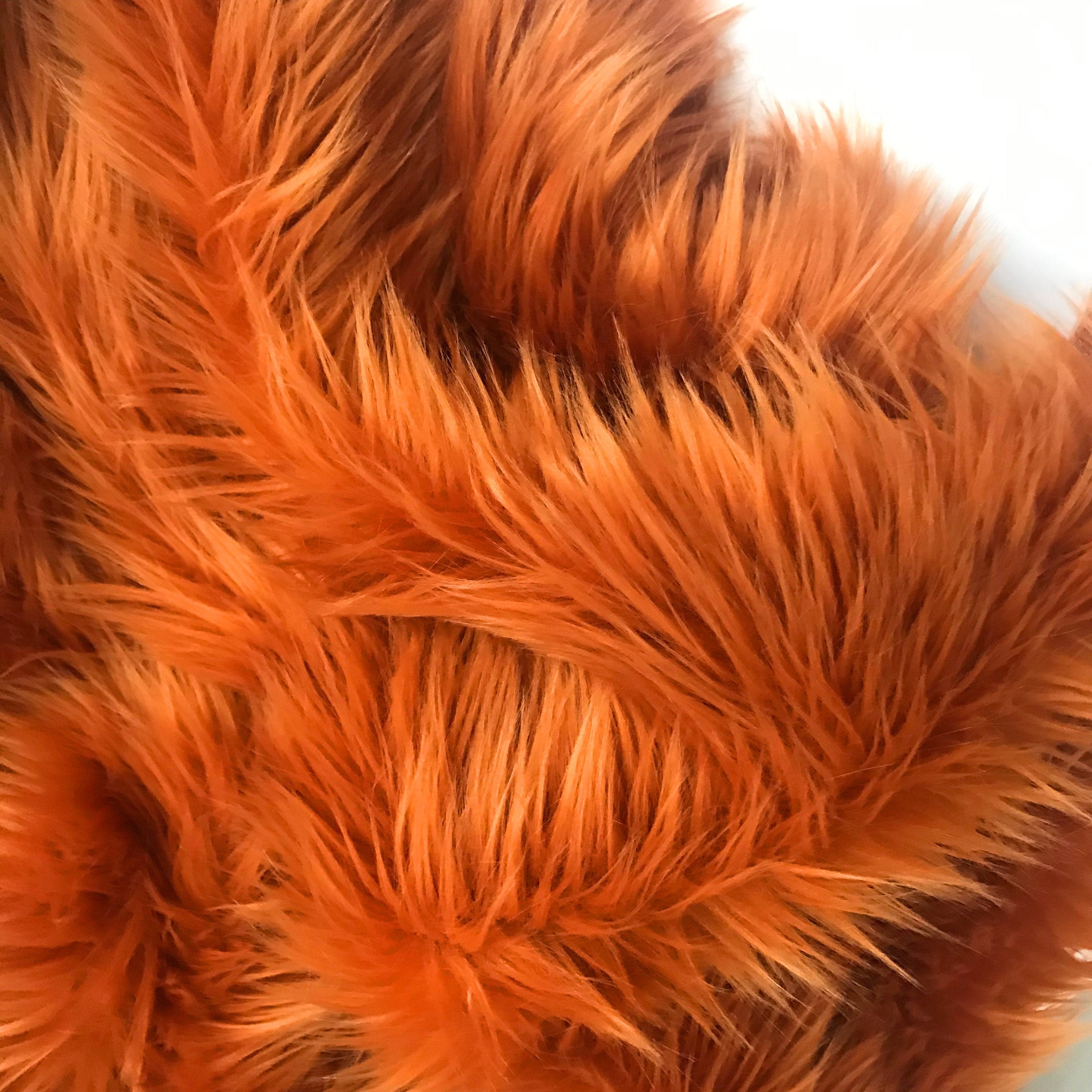 Bianna AMBER DEEP ORANGE Long Pile Faux Fur Fabric, Shag Material in Pieces  Squares for Crafts Gnome Beards Fursuit 