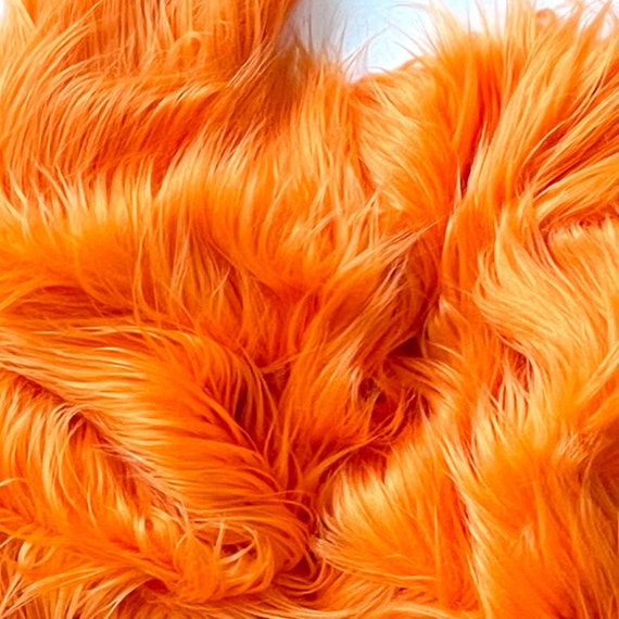 Bianna BRIGHT ORANGE Long Pile Faux Fur Fabric Shag Material in Pieces  Squares for Crafts St Patricks Gnome Beards Fursuit 