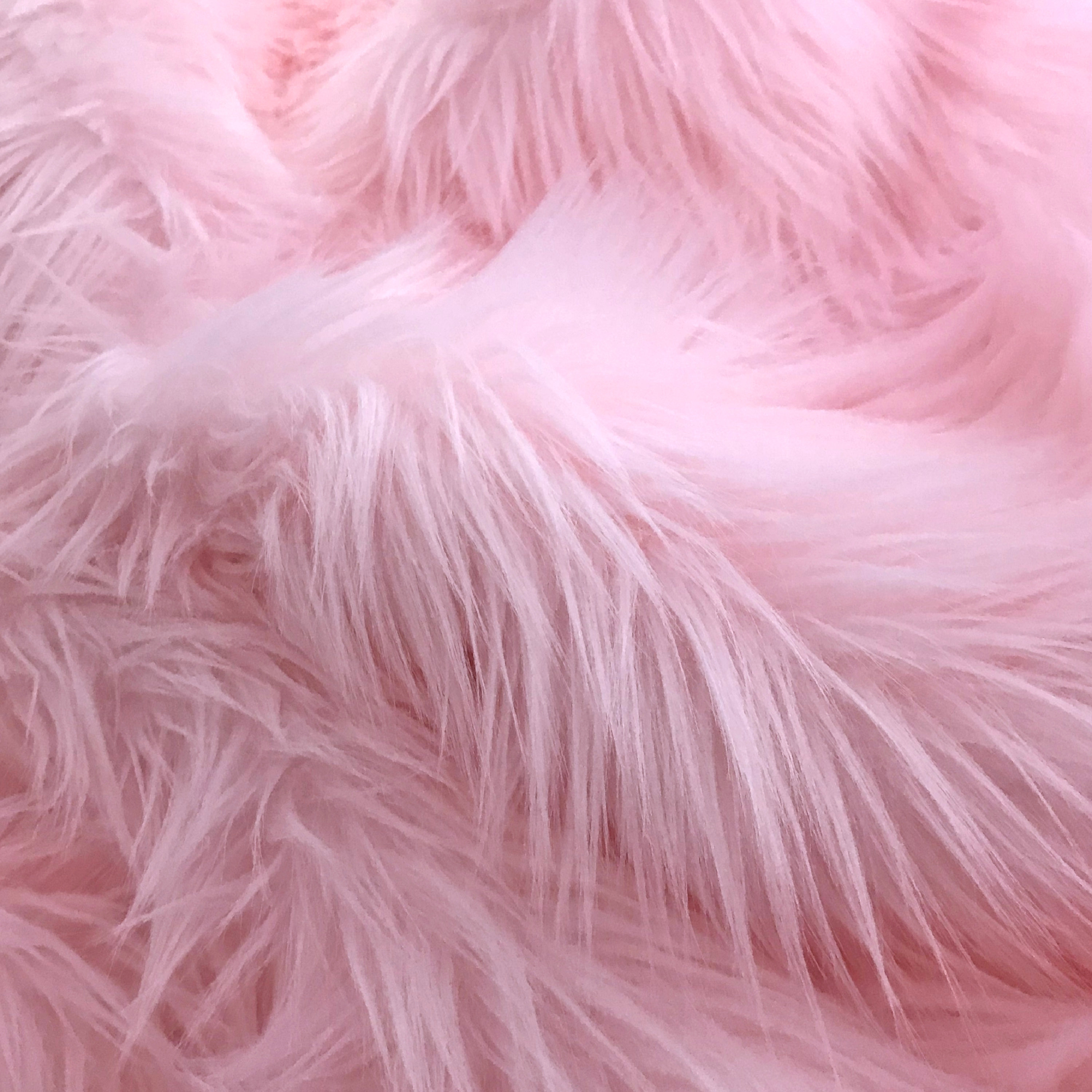 Bianna PASTEL BABY PINK Long Pile Faux Fur Fabric Shag Material in