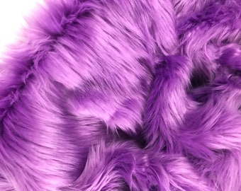 Bianna VIOLET PINK Long Pile Faux Fur Fabric, High Quality Shag Shaggy Material for Crafts Fursuit Cosplay