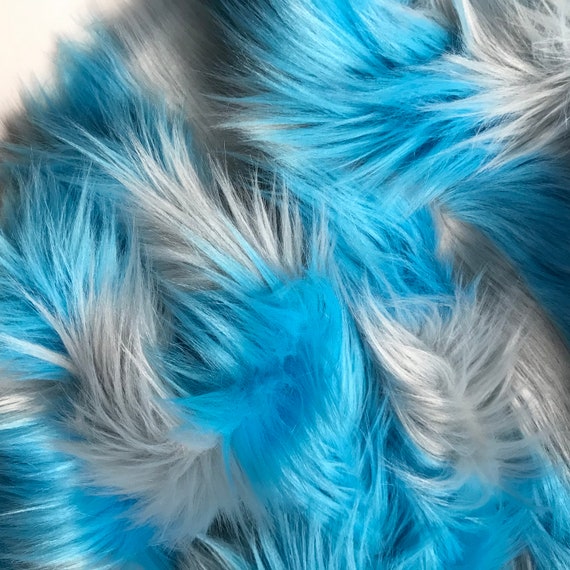 Bianna Exclusive CHESHIRE CAT Blue and Gray Faux Fur Fabric