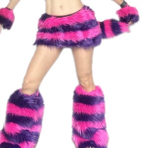 Cheshire Cat Costume, Ears Tail Wrists Anklets or Legs Skirt Set, Luxury Quality Faux Fur, Cosplay Combo Male Female Kids