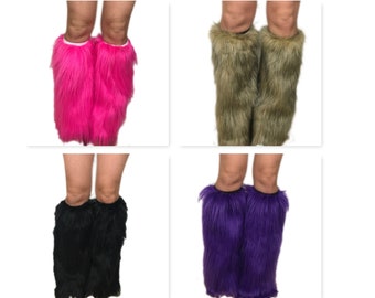 Bianna Faux Fur Leg Warmers, choose  SIZE, For Kids and Adults, Boot Covers, Fluffies, Party Costume Accessory