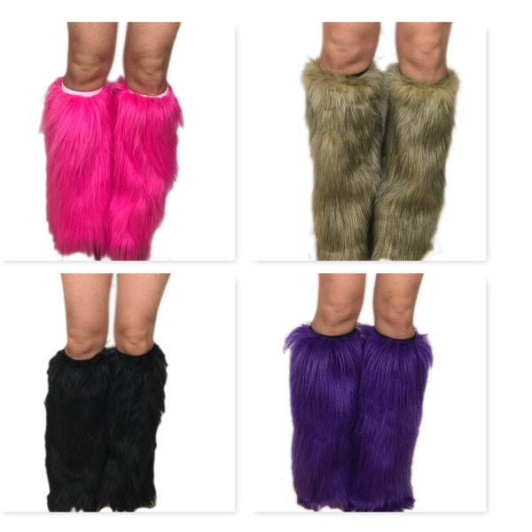 Bianna Faux Fur Leg Warmers, choose  SIZE, For Kids and Adults, Boot Covers, Fluffies, Party Costume Accessory