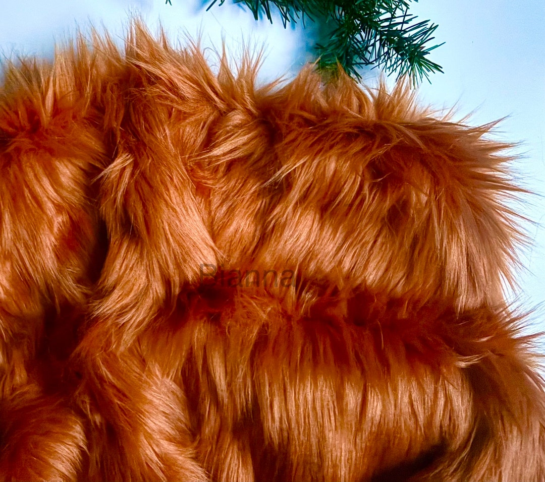 Bianna AMBER DEEP ORANGE Faux Fur Fabric, Shaveable, Thick, Cut