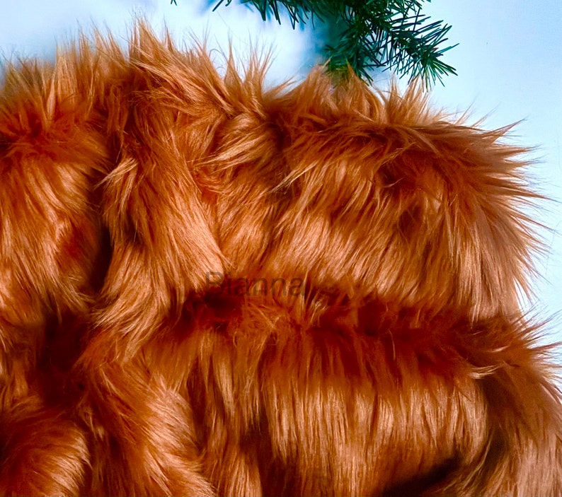 Bianna AMBER DEEP ORANGE Langflor Kunstpelz Stoff, Zottelmaterial in