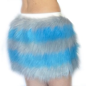 Bianna Cheshire Cat Skirt, Striped Faux Fur Rave Costume Accessory, Purple and Hot Pink or Blue and Gray mini-skirt micro-skirt image 5