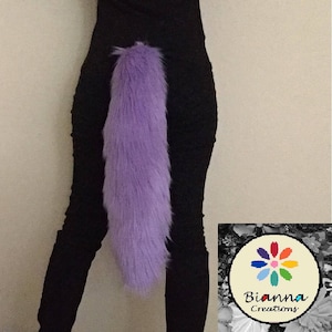 Lavender Tail, Long Faux Fur Animal, 20&quot; long, Kawaii Anime Cosplay Convention Rave Costume Gear, Furry Accessory Gift Idea