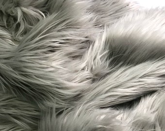 Bianna CANDY GRAY WOLF Long Pile Faux Fur Fabric, High Quality Shag ...
