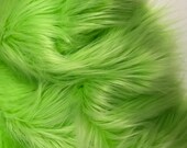 Bianna Quality LIME GREEN Long Pile Faux Fur Fabric, Shag Shaggy Material in Pieces, Squares for Crafts, Fursuit, Cosplay Halloween Costumes