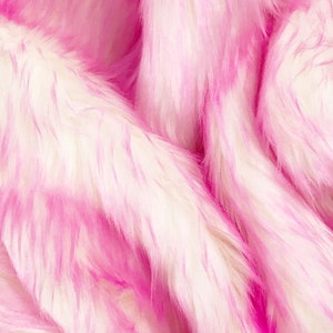 Bianna  CANDY BUBBLEGUM PINK 2&quot; Long Pile Faux Fur Fabric High Quality Shag Shaggy Material Pieces Squares for Crafts