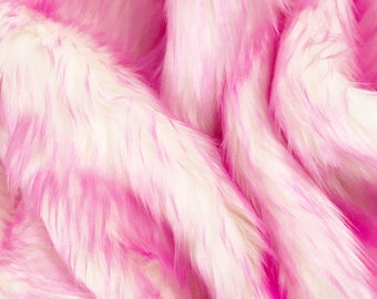 Bianna  CANDY BUBBLEGUM PINK 2" Long Pile Faux Fur Fabric High Quality Shag Shaggy Material Pieces Squares for Crafts