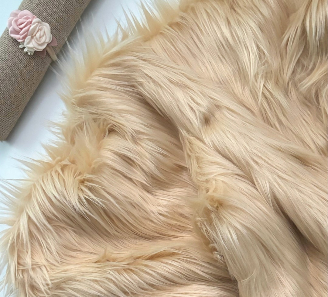 Bianna BEIGE CARAMEL LATTE Shag Long Pile Faux Fur Fabric, Solid