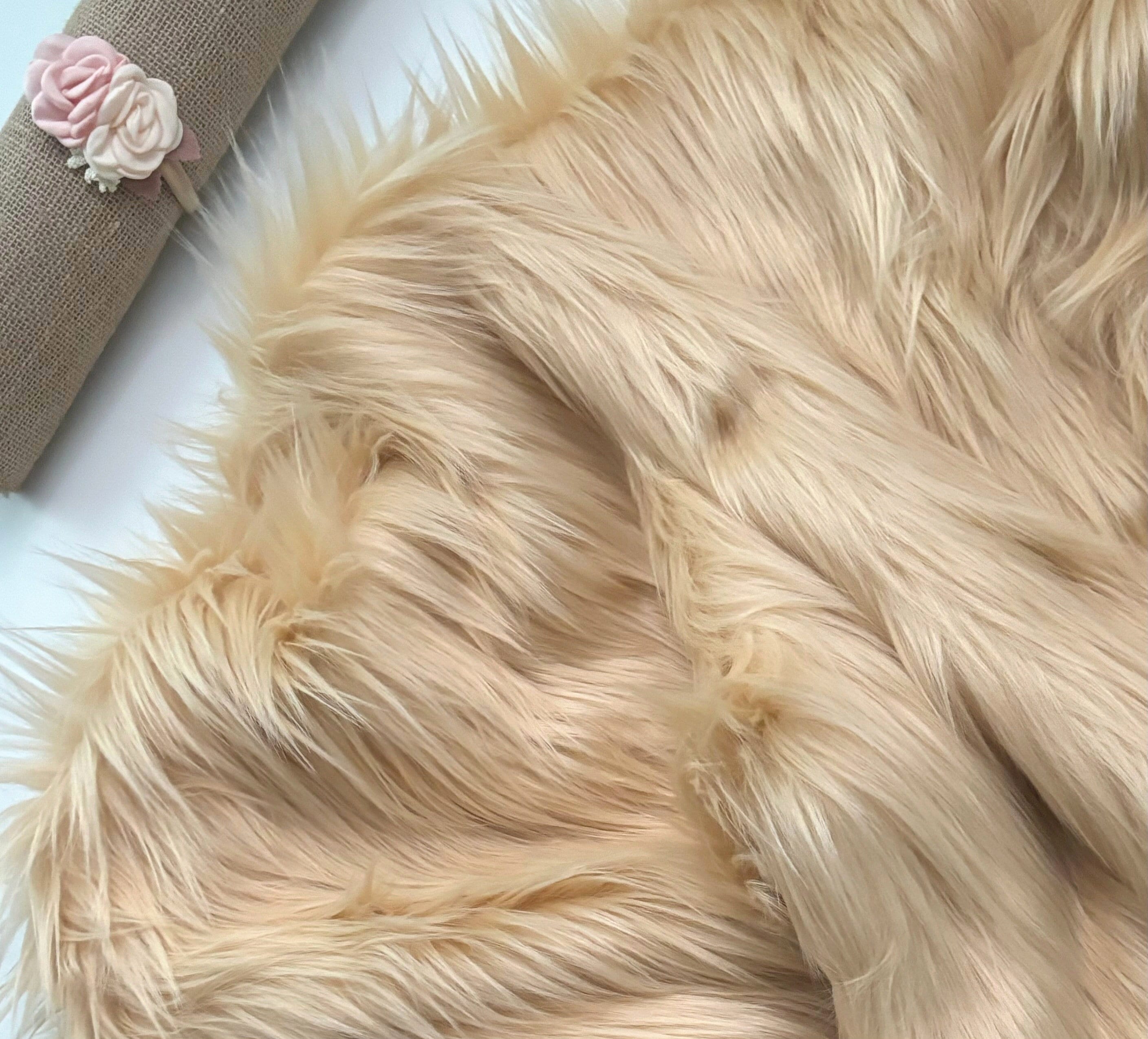Bianna BEIGE CARAMEL LATTE Shag Long Pile Faux Fur Fabric, Solid