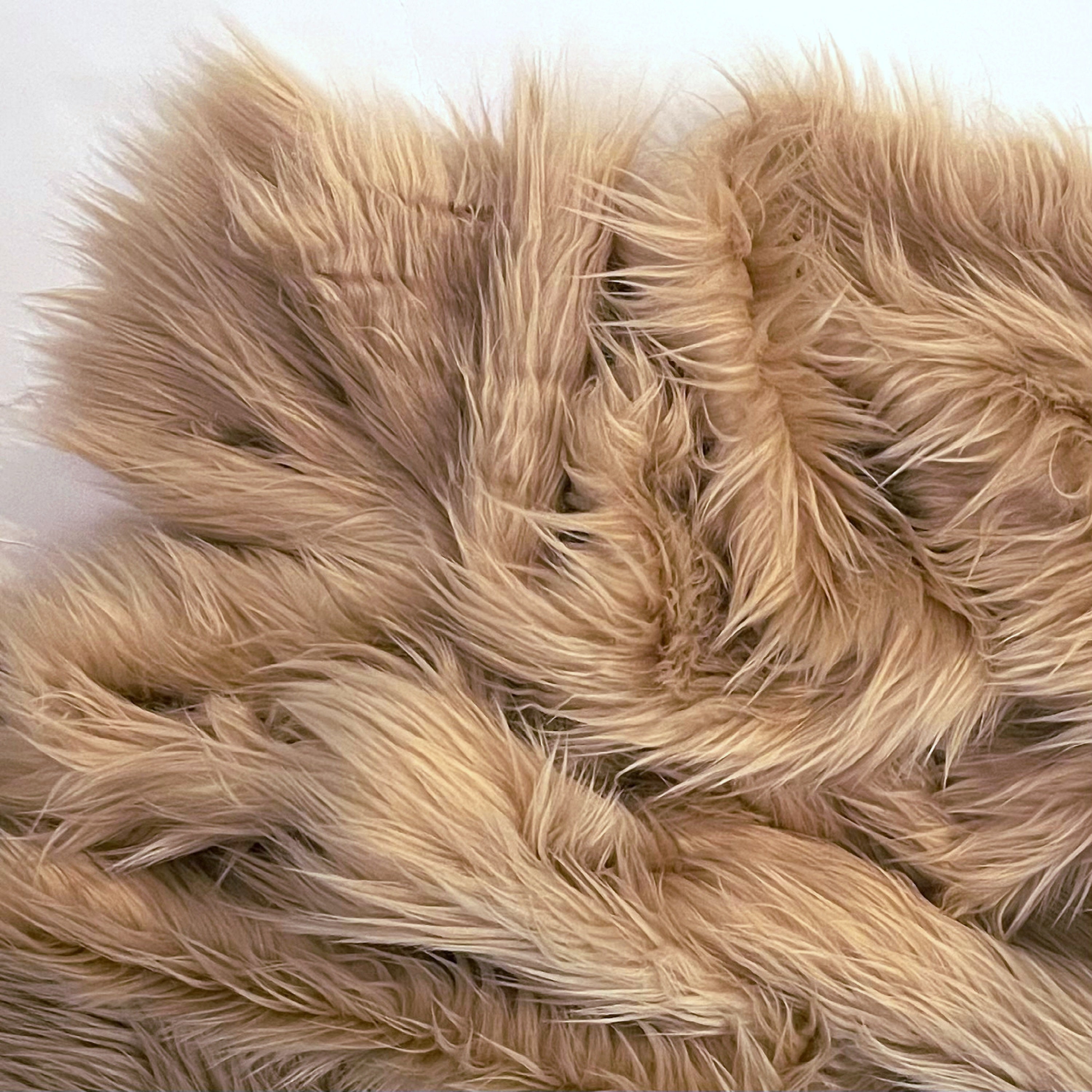 Bianna WHITE Long Pile Faux Fur Fabric, Shag Shaggy Material in