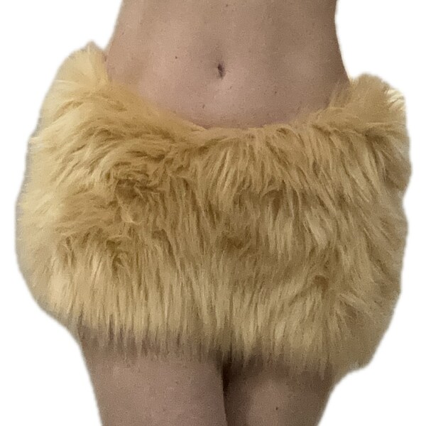 Bianna Cute Caramel Latte Furry Mini Skirt MANY COLORS, Mardi Gras Costume Faux Fur Animal Dress Up Rave Fuzzy Halloween Carnival Carnevale