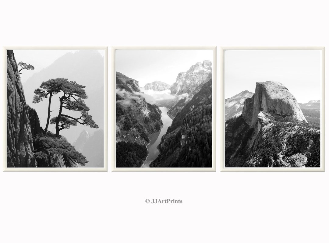 Black and White Landscape, Printable Mountains Photo Download, Forest ...