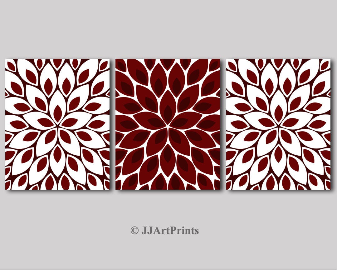 Druckbare Burgund und weiße Wand Kunst Download Burgunder rot | Etsy