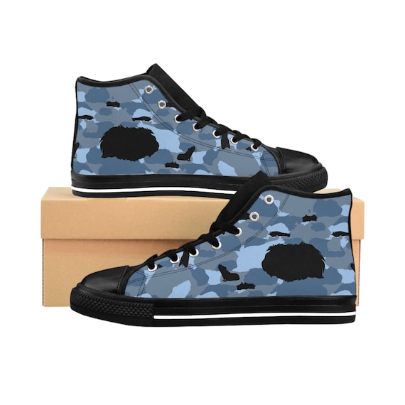 Scarpe da ginnastica alte da donna blu mimetiche Guinea Pig