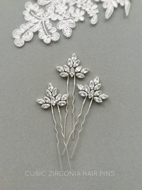 Vintage Crystal Hair Pins Art Deco Wedding Hair Pins Bridal Etsy