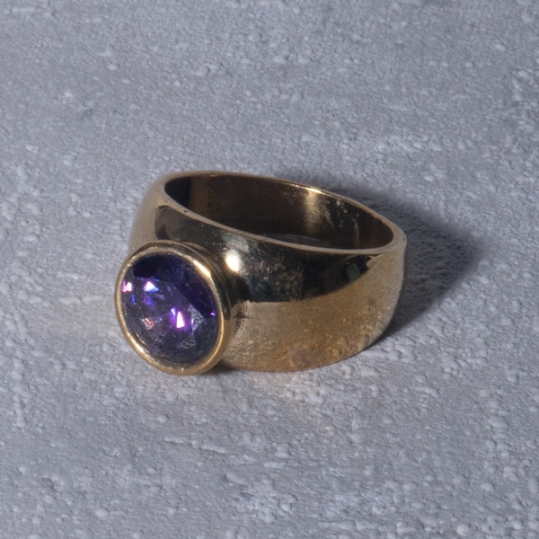 Chunky Amethyst Ring aus Messing