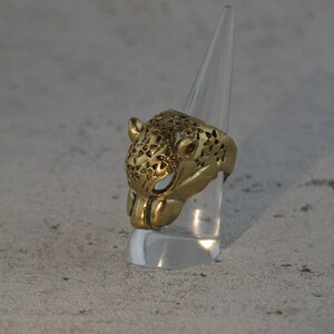Thick Cheetah Head Ring, Large Brass Ring, Statement Ring - RA4