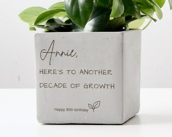 Personalized Engraved Birthday Gift Planter Pot | 20th, 30th, 40th, 50th Birthday