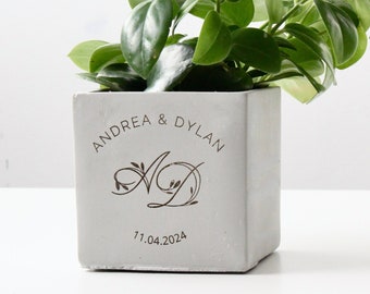 Personalized Engagement Gift Wedding Anniversary Planter Pot Engraved