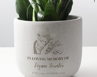 In Loving Memory Gift | Engraved Planter with Photo & Name | Custom Sympathy Keepsake for Loved One