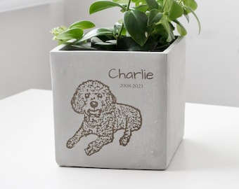 Cadeau personnalisé pour chiens et animaux de compagnie | Pot de fleurs commémoratif personnalisé gravé
